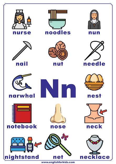 Letter N Words for Kids