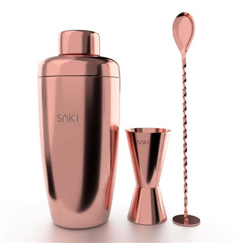 SAKI Copper Plated Cocktail Shaker Set || Premium Cocktail Shaker Set ...