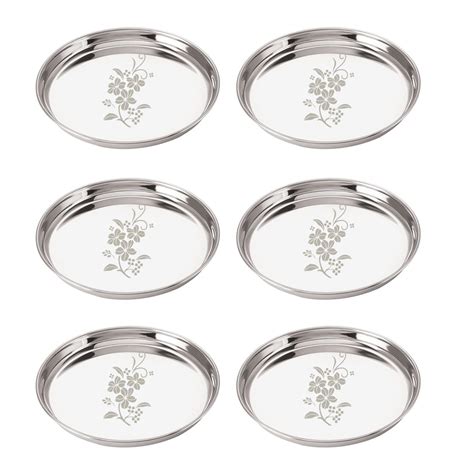Buy Neelam Stainless Steel 13 22G Lazer Etching Buffet Plate, 30 cm ...