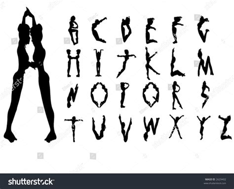 Alphabet Made People Silhouettes Vector Stock Vector 2629402 - Shutterstock