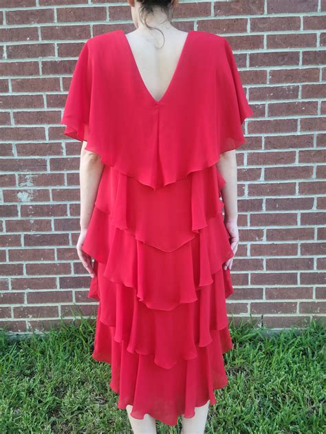 Lori Max New York Red Rosette Ruffle Tiered Flamenco Dancing Dress - Etsy