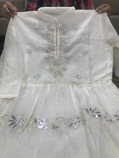 NP,Premium pure Malmal Cotton tier Pattern Gown with Beautiful Leather ...