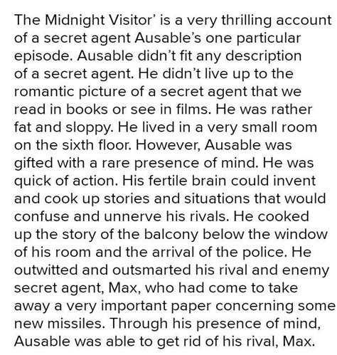 Please give me an alternate ending on the lesson ‘ The midnight visitor ...