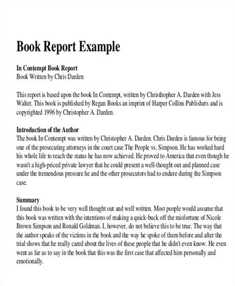 Image result for Book Report Introduction Example