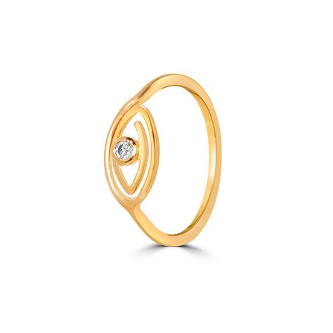 14KT Yellow Gold Concentric Evil Eye Finger Ring