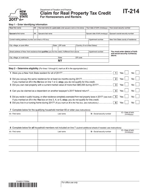 2017 Form NY DTF IT-214 Fill Online, Printable, Fillable, Blank - pdfFiller