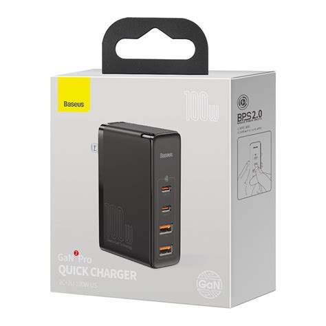 Baseus Gan2 Pro 2C+2U 100W Quick Wall Charger Adapter Dual USB+ Dual T ...