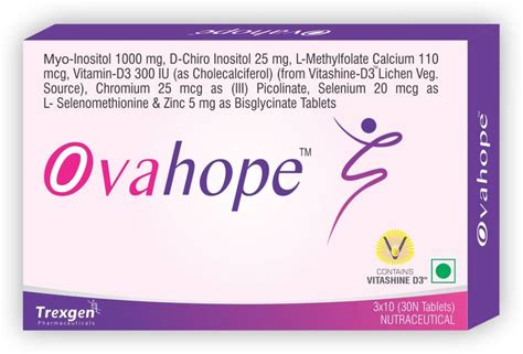 Trexgen OVAHOPE PCOS Myo Inositol , D-Chiro Inositol Price in India ...