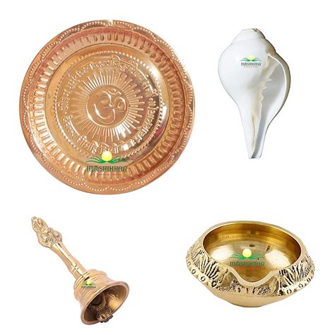 Combo of Pooja thali/gurda ganti/Shank/kuber Deepak, Indian Cultural ...
