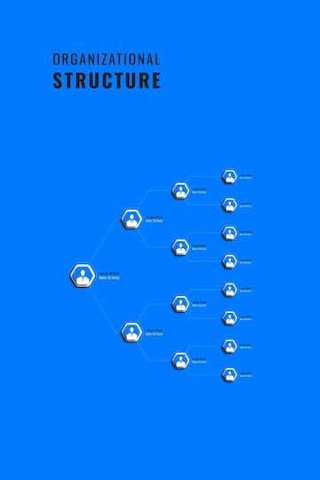 Modelo de hierarquia infográfico vertical azul com elementos hexagonais ...