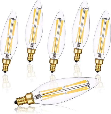 CREATE BRIGHT Candelabra Led Light Bulbs B11/C35 Dimmable Edison Light ...