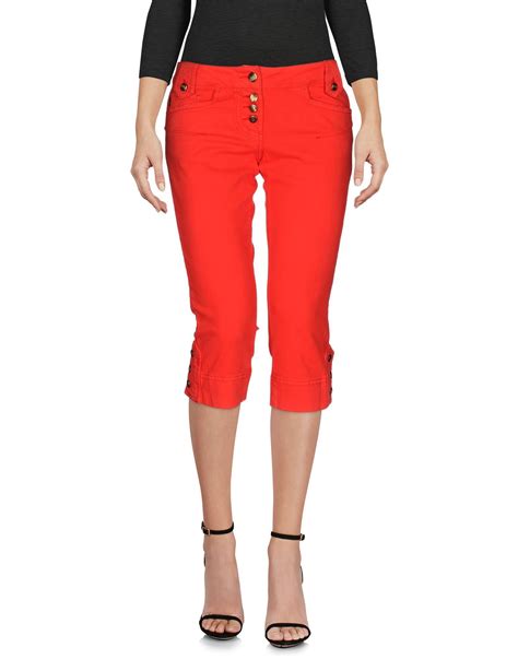 Just Cavalli Denim Capris In Red | ModeSens | Just cavalli, Denim ...