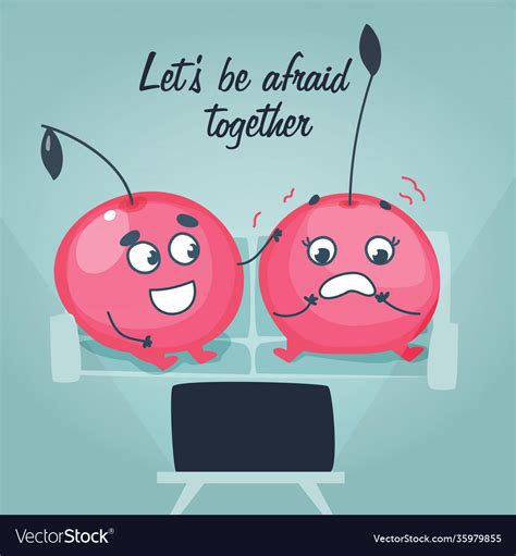 Two cherries in love watching a movie cute Vector Image