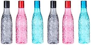Amazon Brand - Solimo Textured Plastic Water Bottles, Set of 6 ...