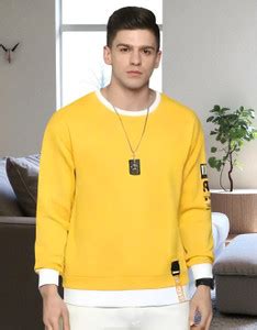 Autna Printed Men Round Neck Yellow T-Shirt - Buy Autna Printed Men ...