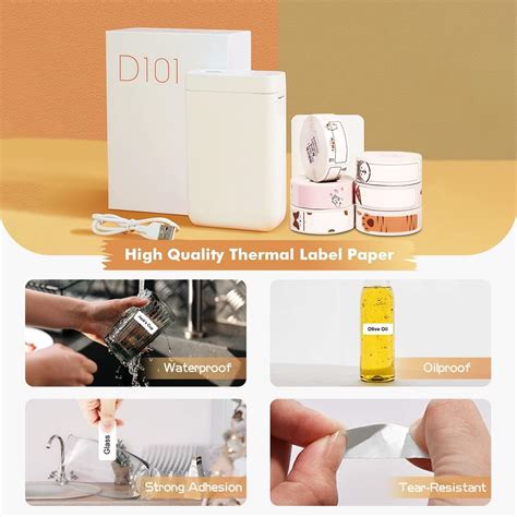 Buy Label Maker Tape Compatible for NIIMBOT D101, Label Printer Paper ...