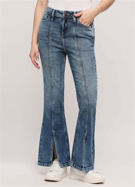 Dion Flare Blue High Waist Slim Fit Jeans | Pepe Jeans India