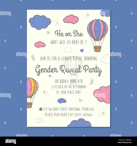 A vector illustration of Gender Reveal Party Invitation Card Stock ...