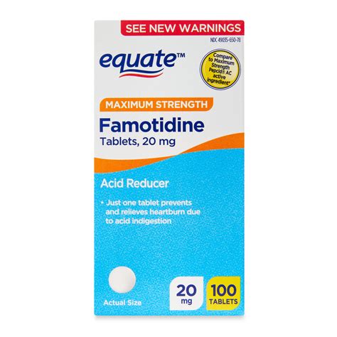 Equate Maximum Strength Famotidine Tablets, 20 mg, Acid Reducer, 100 Count - Walmart.com