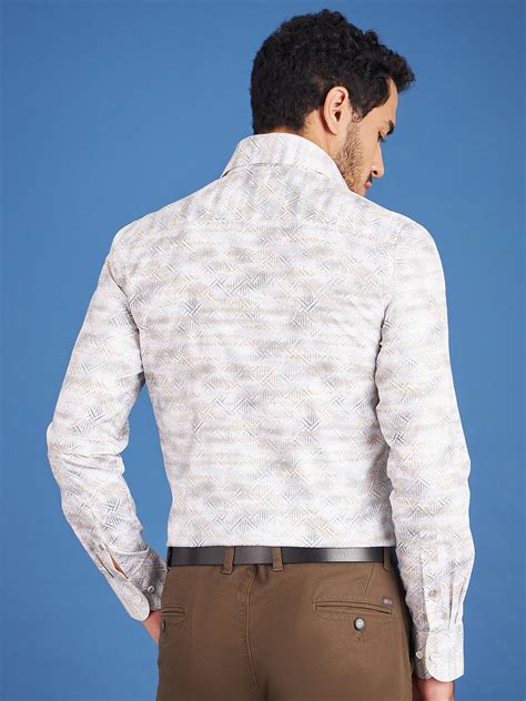 Buy Regular Fit Formal Abstract Yellow Shirt For Men - Louis Stitch