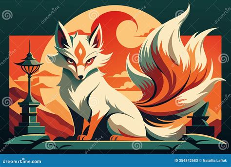 Kumiho the Nine-tailed Fox Mythical Creature Korean Folklore in Front ...