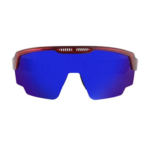 SASA Raptor Translucent Red Frame Blue Revo Lens Sports Sunglasses ...
