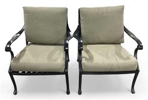 Lot - Pair Smith & Hawken Aluminum Patio Club Chairs