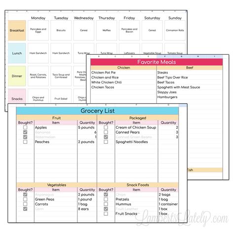 Meal Planning Excel Template