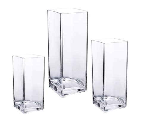 Buy DECENT GLASS Glass Tall Square Vase (10 X 4 Inches, 8 X 4 Inches, 6 ...
