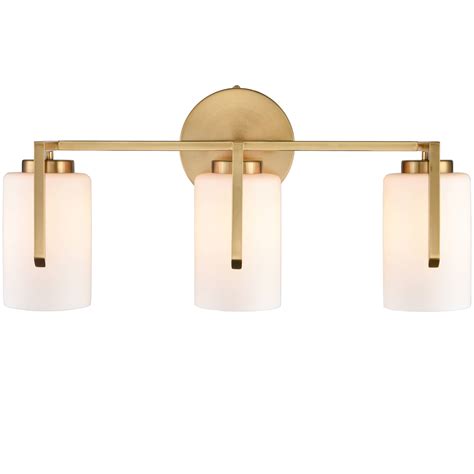 Modern 3-Light Gold Bathroom Vanity Lights Opal Glass| Claxy