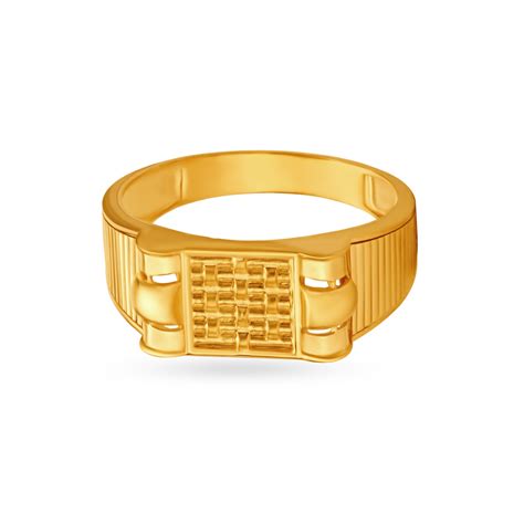 Mesh Pattern Gold Men's Finger Ring