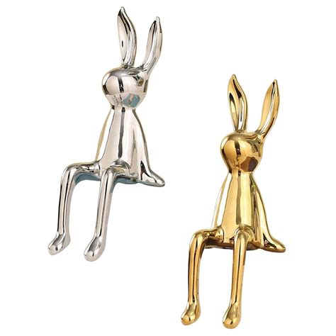 Buy Meadawgs® Modern Ceramic Rabbit Statue Artwork Electroplated ...