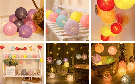 Party Propz Multicolour Cotton Ball Lights for Decoration - 4 Meter, 10 ...