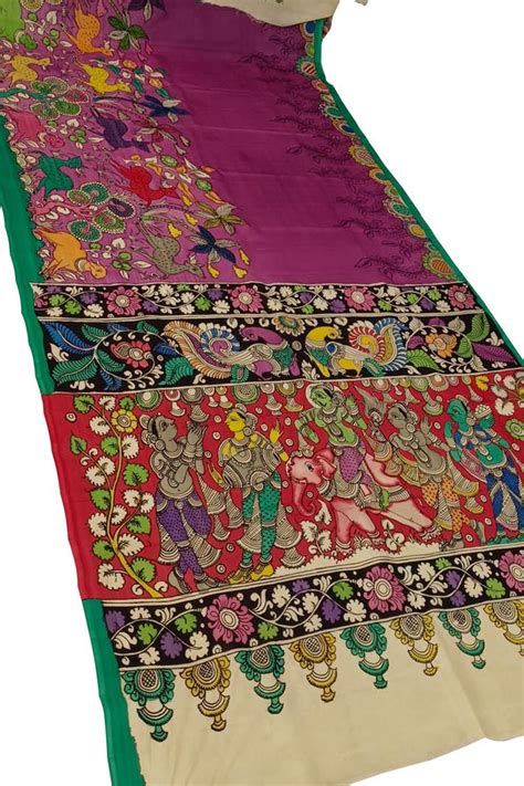 Stunning Multicolor Kalamkari Silk Saree
