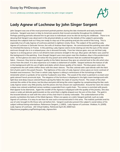 Lady Agnew Of Lochnaw By John Singer Sargent Analysis Example (600 ...
