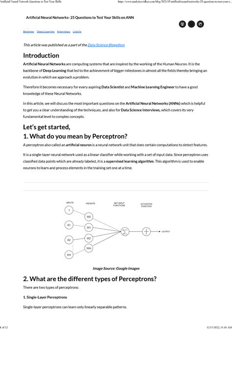 Artificial Neural Network Questions to Test Your Skills - Home CHIRAG ...