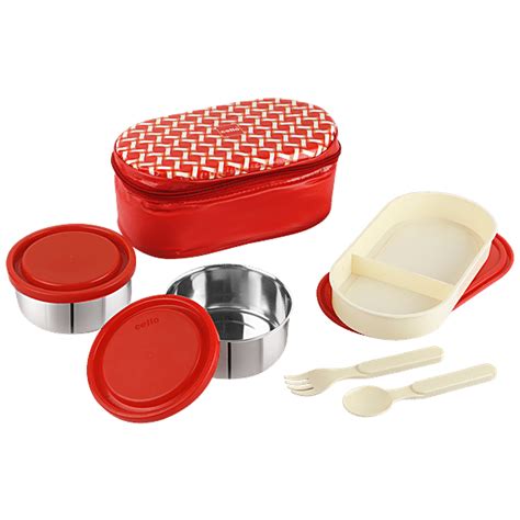 Buy Cello Lunch Bag - With 3 Container, Big Bite, Red Online at Best ...