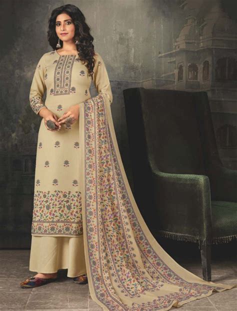 Buy Woolen Pashmina Winter Unstitched Salwar Suits for Ladies / Women ...