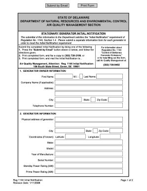 Fillable Online dnrec delaware Initial Notification Form - Delaware ...