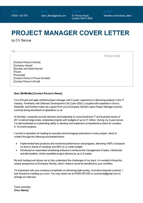 Image result for Program Manager Cover Letter Examples