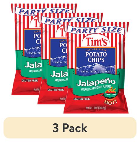 (3 pack) Tim's Cascade Snacks Jalapeno Cascade Style Potato Chips ...