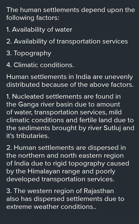 write in detail about human settlements in india - Brainly.in