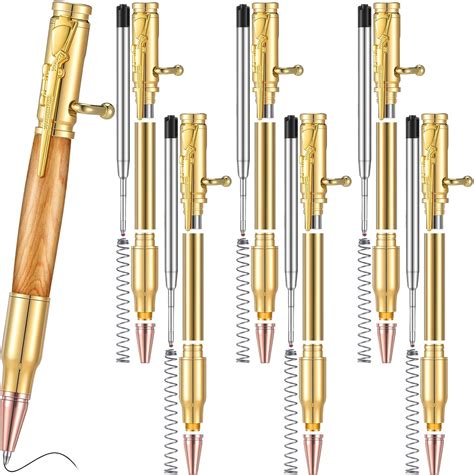 Gisafai 6 Pcs Bolt Action Pen Kits for Woodturning Bolt Bullet Pens for ...