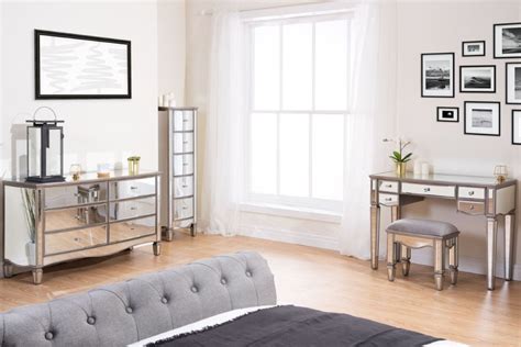 Elysee Mirrored Glass 5 Drawer Dressing Table — Trafalgar Furniture