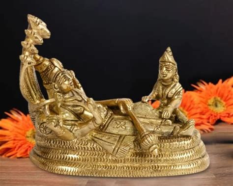 ARTVARKO Brass Lord Lakshmi Vishnu Statue Resting On Sheshnaag Murti ...