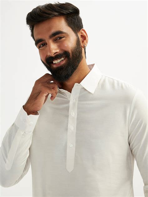 VASTRAMAY Men's White Viscose Pathani Kurta Set – vastramay