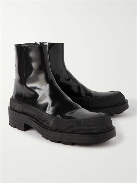 Alexander McQueen - Rubber-Trimmed Leather Chelsea Boots - Black ...