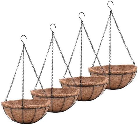 COIR GARDEN Coir Metal Hanging Pot, 8 inch, 5 Pieces, Brown : Amazon.in ...