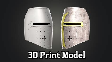 Templar Knight Crusader Helmet 3D Print Model Medieval Renaissance Stl ...