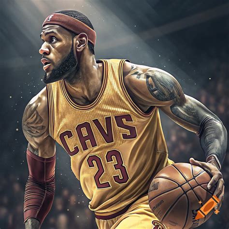 LeBron James in a Cleveland Cavaliers jersey playing basketball ...